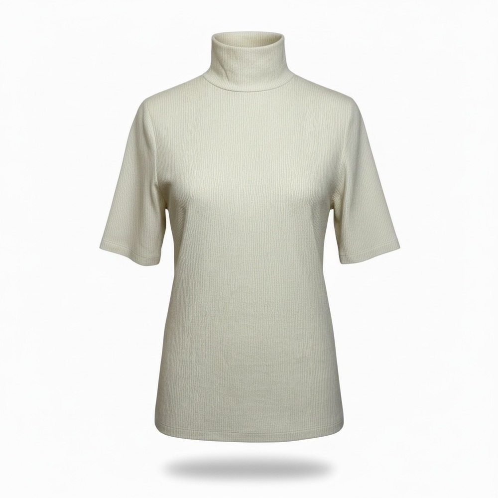 Fashion Union Short Sleeve Textured Mock Tee-Shirt in Cream Size 6